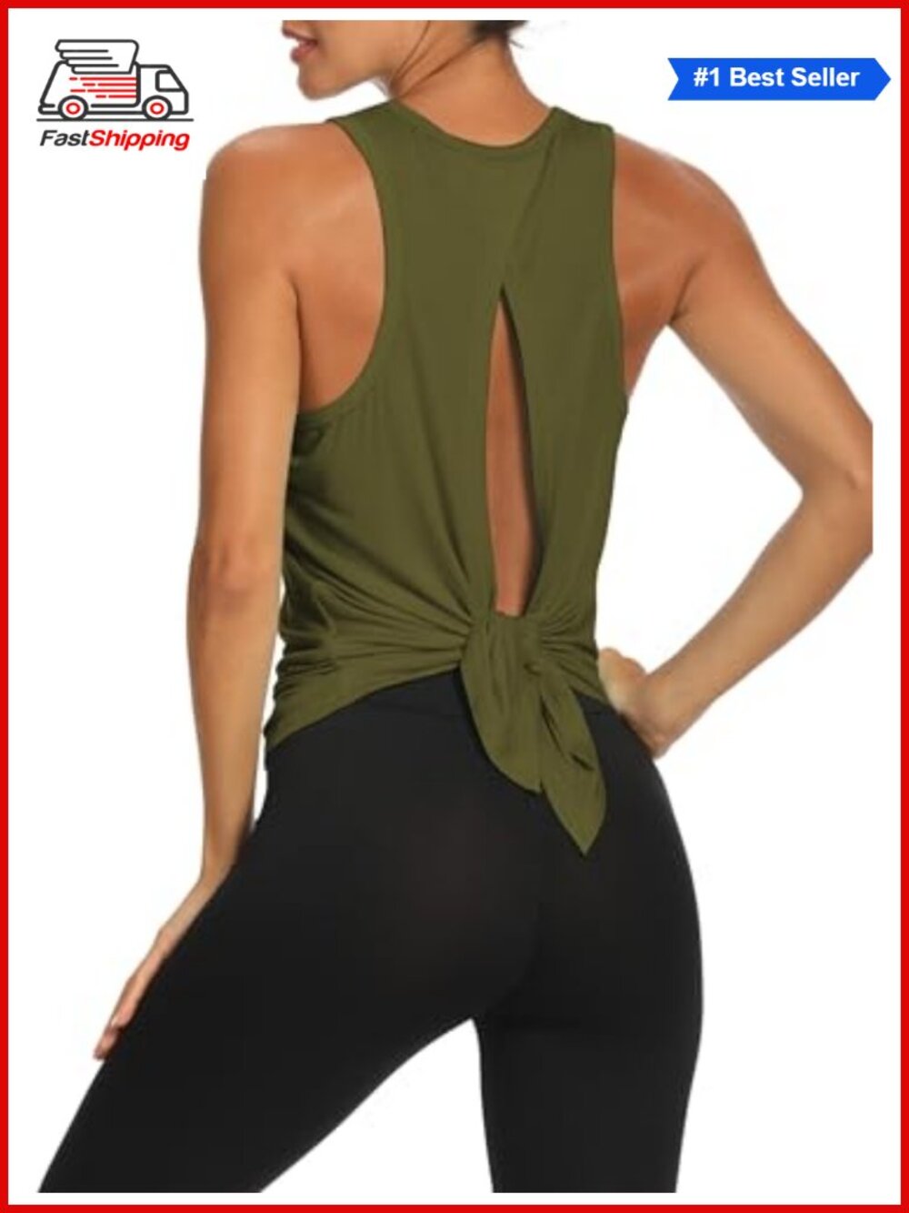 Workout Tank Top Backless Tie Back Sleeveless Yoga Athletic Shirt